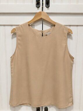 Notations Beige Sleeveless Blouse Tank Top Size Large Career Casual